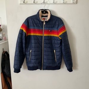 Aviator Nation 5 Stripe Rainbow Jacket - Navy